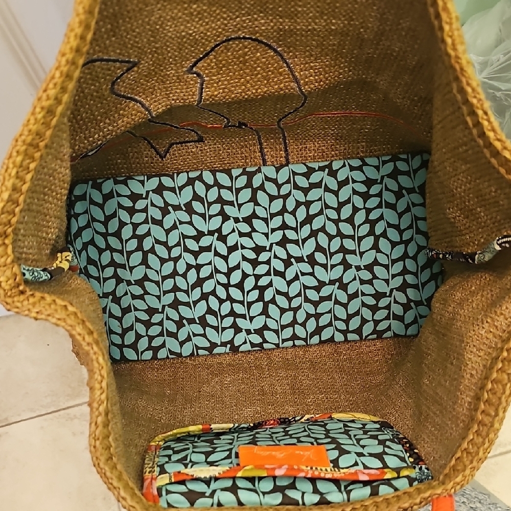 Vera Bradley Tan Artistic Bird Tote - Picture 6 of 11